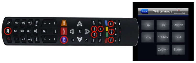 La télécommande TCL et l’écran supplémentaire de l’application Thomson TV Remote